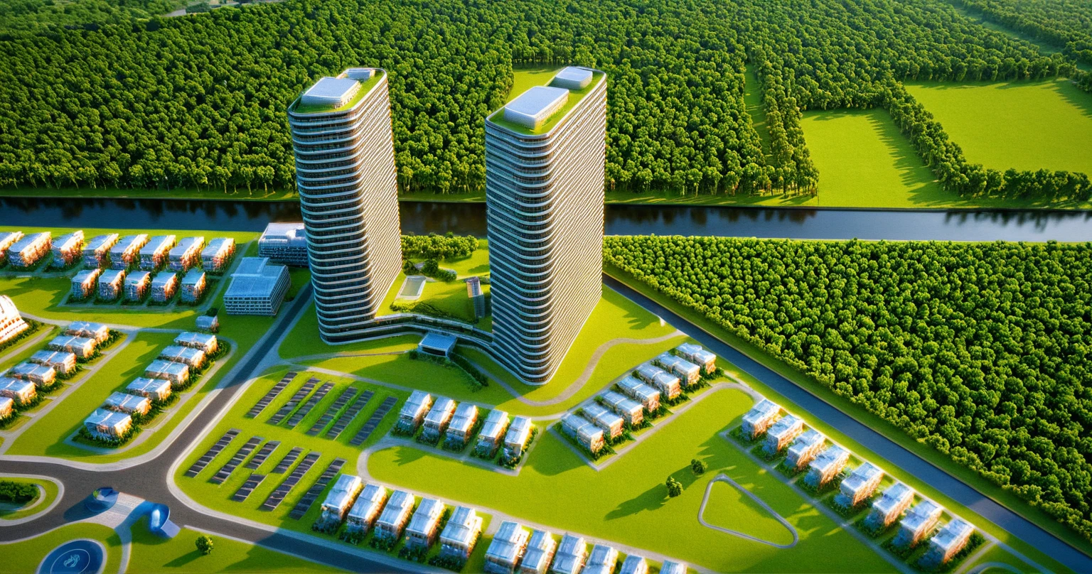 Masterpiece, high quality, best quality, authentic, super detail, outdoors, onestoreyvillaXL, aiaigroup, grass, river, trees, beach, resort, city from parallel reality, A perfect world, Electropunk, That is ok, tranquility, View from above, aargsitemap, day, a plan of a city with trees and buildings on it (daylight:1.1)