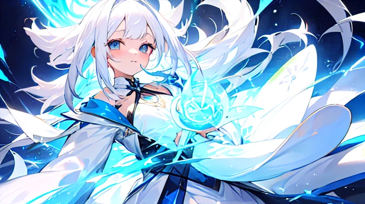 Beautiful girl with white hair Fantasy cute magic