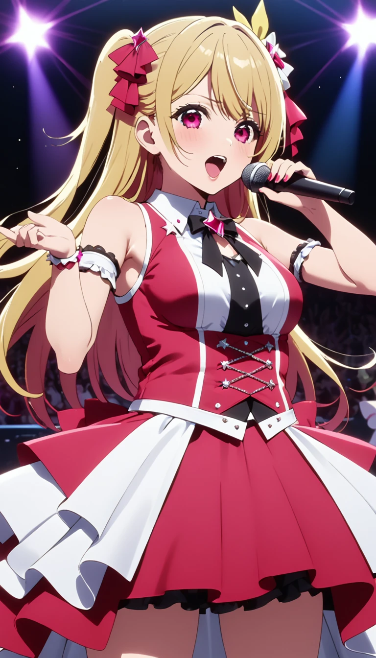 (Masterpiece、Highest quality、Very detailed、4K)、One Woman、(((Hoshino Ruby)))、Blonde、Long Hair、Idol