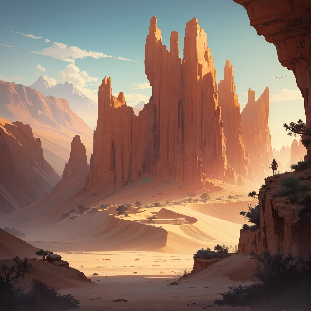 ((((No humans))))、Yellow sand in the sky，The background is a vast desert, Desert Oasis，Rich colors，デジタルLandscape painting, Detailed Landscape — Width 672, Landscape painting, Environmental Design Illustration, Landscape painting 詳細, Desert Oasis landscape, Concept Art, Highly detailed digital art in 4K, 4K Digital Painting, 4K Digital Painting, Amazing digital illustrations, Desert Background, デジタルペインティングConcept Art, Detailed digital painting, Inspired by Christophe Vaché