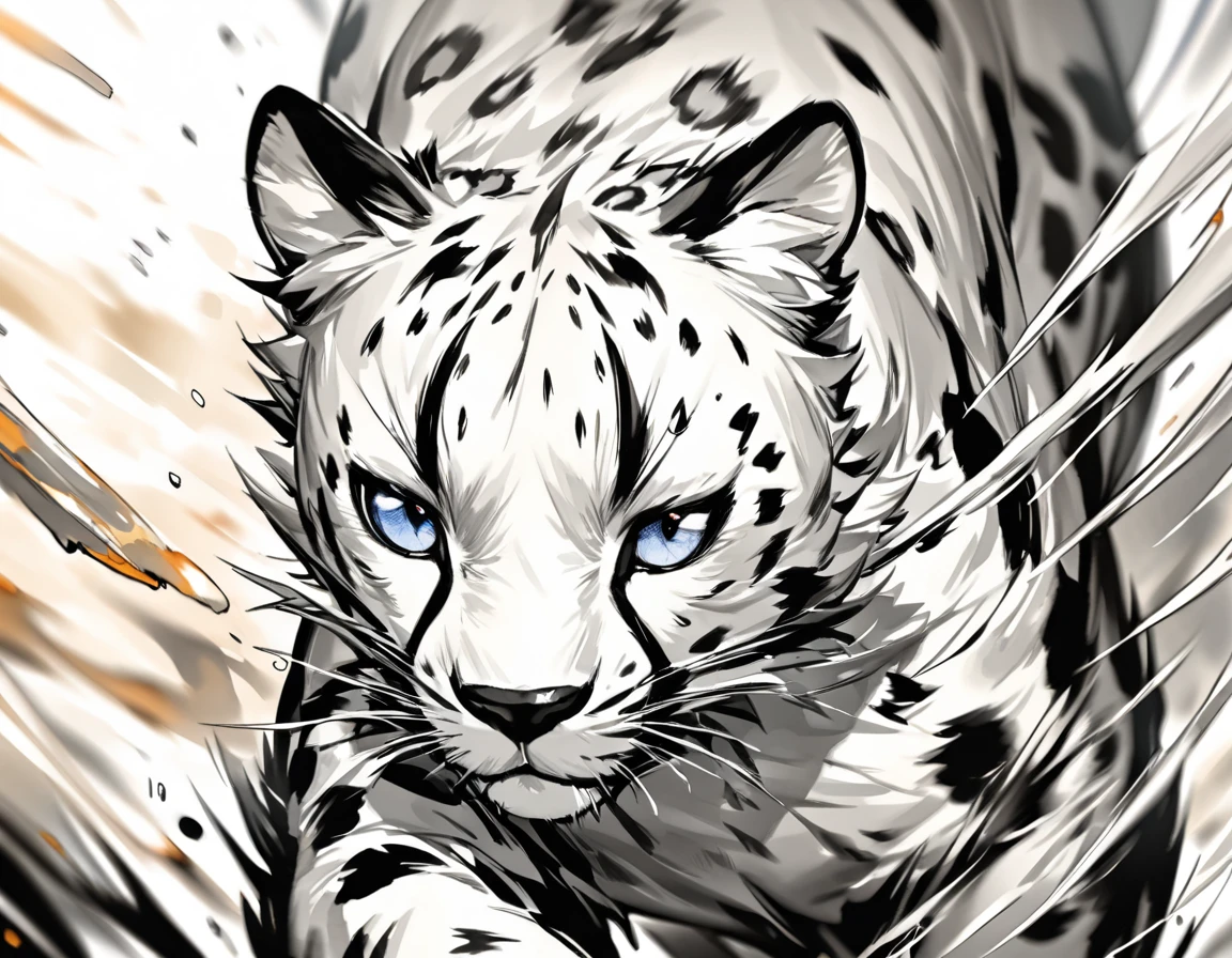 Fusion of watercolor and oil painting, Mix of monochrome and color, best quality, very good, 16K, 2.5D, delicate and dynamic, Beautiful wild cheetah, running, Inspiring, A solemn expression, Beautiful fur, portrait, Savanna, (Motion blur, Motion Blur, Speed Lines:0.7)