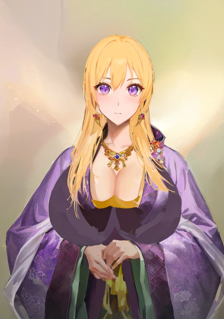 Wearing a purple robe、Cartoon image of a woman holding a bowl, ((Beautiful fantasy queen)), Produced in collaboration with Anime Painter Studio, Anime Goddess, Portrait of the Knights of the Zodiac, (Wearing noble robes)), Anime style like fate/overnight, Beautiful fantasy queen, In the anime painter studio,Three Kingdoms,Three Kingdoms志,Chinese style,antiquity,Hanfu,,巨big乳房,Good shape,Royal sister,Purple Eyes,Celluloid,big,Full figure,Noble