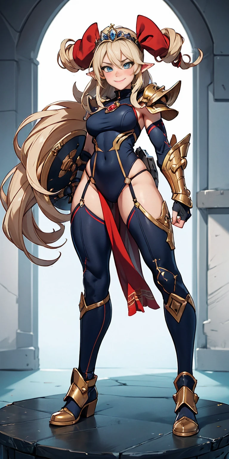 A fierce giantess in a skimpy gladiator outfit, with long golden hair and fierce blue eyes, stands triumphantly in a crumbling ancient arena. Her powerful legs crush the remnants of stone pillars and statues, her hands on her hips as she gazes down at the tiny spectators with a look of disdain. Her voice is filled with mocking laughter, her body exuding an aura of raw power and eroticism. Giantess, Goddess, sexy legs, gladiator, hot, curvy body, mommy issues, tiny people, macrophilia, perspective from below, high quality, almost naked, mature woman, ancient, erotic.