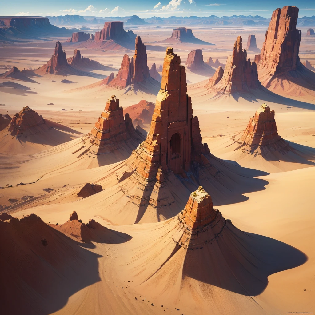 ((((No humans))))、Yellow sand in the sky,The background is a vast desert, Desert Oasis,Rich colors,デジタルLandscape painting, Detailed Landscape — Width 672, Landscape painting, Environmental Design Illustration, Landscape painting 詳細, Desert Oasis landscape, Concept Art, Highly detailed digital art in 4K, 4K Digital Painting, 4K Digital Painting, Amazing digital illustrations, Desert Background, デジタルペインティングConcept Art, Detailed digital painting, Inspired by Christophe Vaché、From above