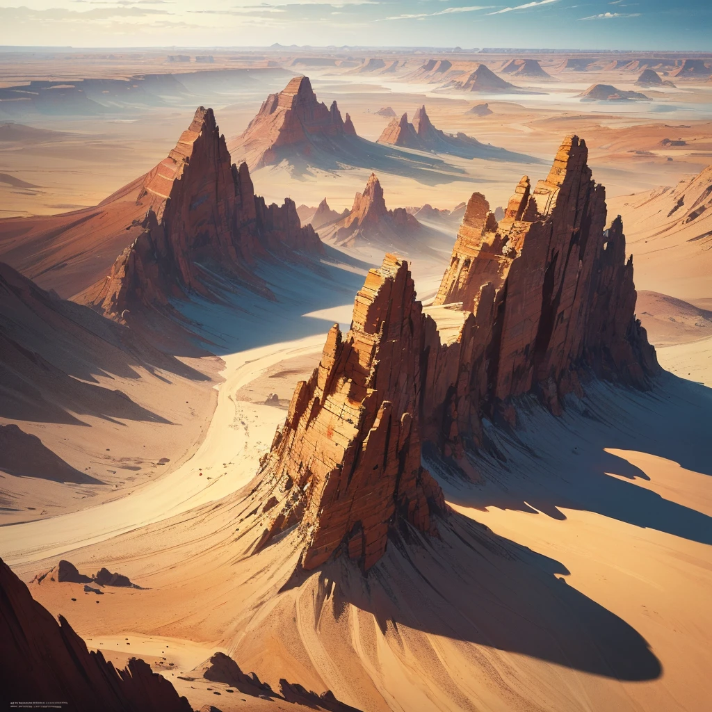 ((((No humans))))、Yellow sand in the sky，The background is a vast desert, Desert Oasis，Rich colors，デジタルLandscape painting, Detailed Landscape — Width 672, Landscape painting, Environmental Design Illustration, Landscape painting 詳細, Desert Oasis landscape, Concept Art, Highly detailed digital art in 4K, 4K Digital Painting, 4K Digital Painting, Amazing digital illustrations, Desert Background, デジタルペインティングConcept Art, Detailed digital painting, Inspired by Christophe Vaché、From above