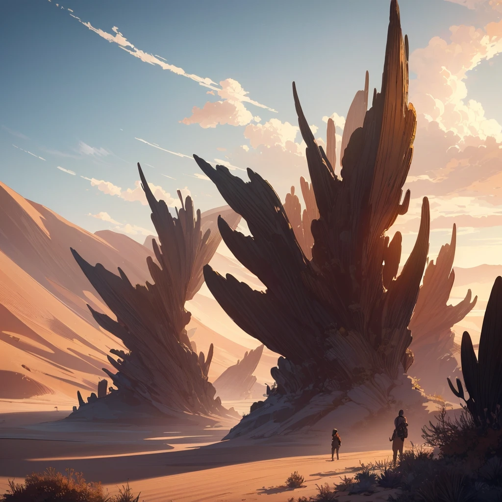 ((((No humans))))、Yellow sand in the sky，The background is a vast desert, Desert Oasis，Rich colors，デジタルLandscape painting, Detailed Landscape — Width 672, Landscape painting, Environmental Design Illustration, Landscape painting 詳細, Desert Oasis landscape, Concept Art, Highly detailed digital art in 4K, 4K Digital Painting, 4K Digital Painting, Amazing digital illustrations, Desert Background, デジタルペインティングConcept Art, Detailed digital painting, Inspired by Christophe Vaché、From below