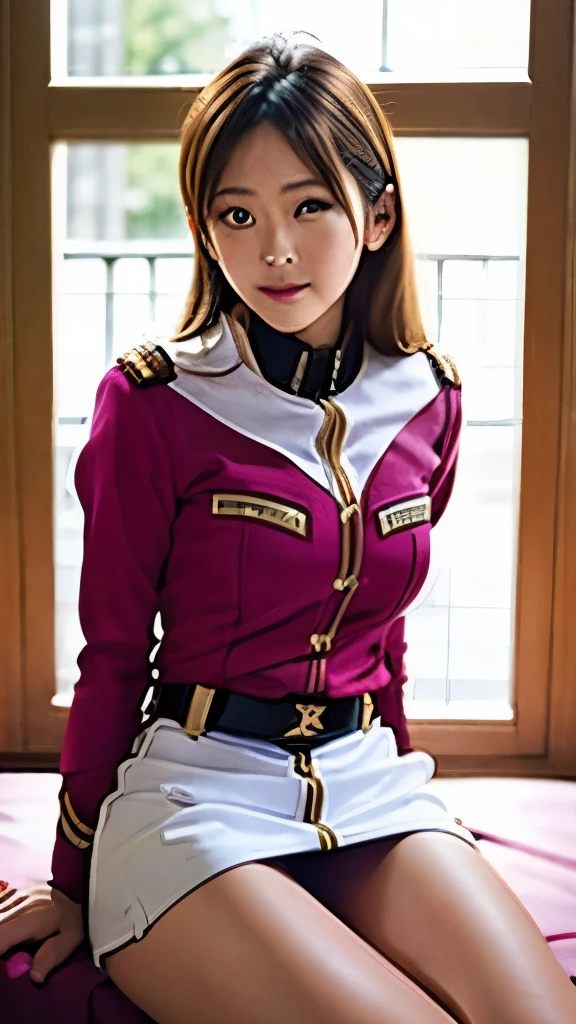 Actual Photos、Highest imYear quality、real imYear、Federal Army Uniform Miniskirt、16Year日本人女性、Mrs. Bowe、pretty girl、White pantiesが丸見え、16Year、(White panties:1.3)、Ultra mini skirt、Beautiful thighs、White panties、赤いミニスカートがめくれてWhite pantiesが見えてる