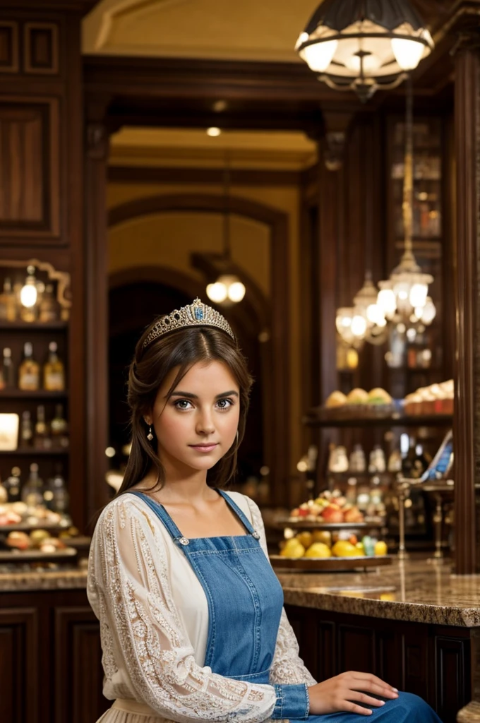 Princess Elena's eyes follow the man that approached the counter curiously.
