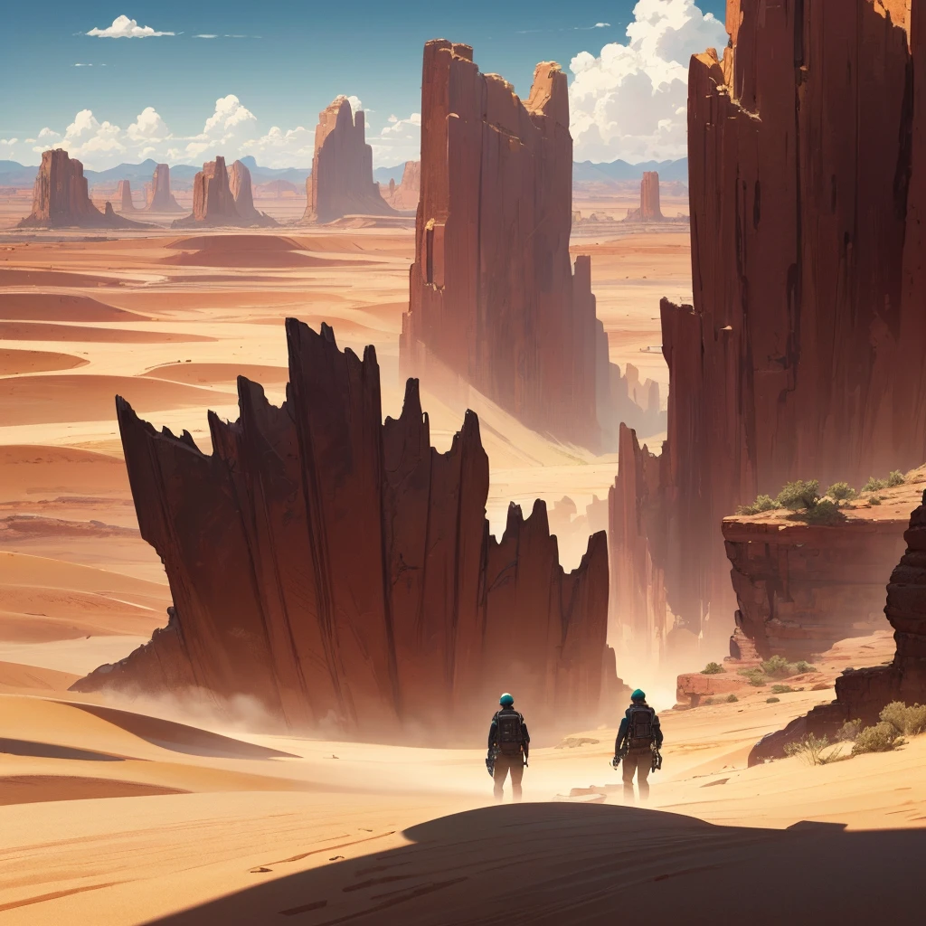 ((((No humans))))、Yellow sand in the sky,The background is a vast desert, Desert Oasis,Rich colors,デジタルLandscape painting, Detailed Landscape — Width 672, Landscape painting, Environmental Design Illustration, Landscape painting 詳細, Desert Oasis landscape, Concept Art, Highly detailed digital art in 4K, 4K Digital Painting, 4K Digital Painting, Amazing digital illustrations, Desert Background, デジタルペインティングConcept Art, Detailed digital painting, Inspired by Christophe Vaché、From below、(From the back、Back view、back view)