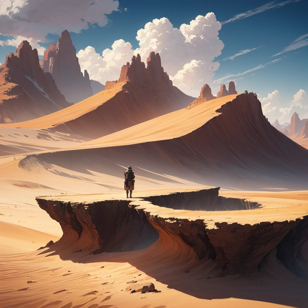 ((((No humans))))、Yellow sand in the sky，The background is a vast desert, Desert Oasis，Rich colors，デジタルLandscape painting, Detailed Landscape — Width 672, Landscape painting, Environmental Design Illustration, Landscape painting 詳細, Desert Oasis landscape, Concept Art, Highly detailed digital art in 4K, 4K Digital Painting, 4K Digital Painting, Amazing digital illustrations, Desert Background, デジタルペインティングConcept Art, Detailed digital painting, Inspired by Christophe Vaché、From below、(From the back、Back view、back view)