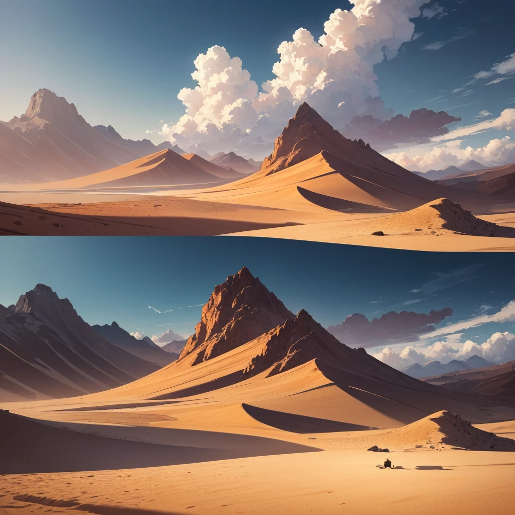 ((((No humans))))、Yellow sand in the sky,The background is a vast desert, Desert Oasis,Rich colors,デジタルLandscape painting, Detailed Landscape — Width 672, Landscape painting, Environmental Design Illustration, Landscape painting 詳細, Desert Oasis landscape, Concept Art, Highly detailed digital art in 4K, 4K Digital Painting, 4K Digital Painting, Amazing digital illustrations, Desert Background, デジタルペインティングConcept Art, Detailed digital painting, Inspired by Christophe Vaché、From below、(From the back、Back view、back view)