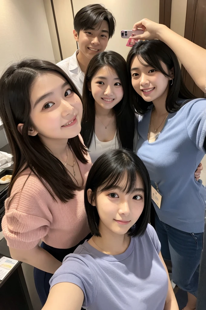 20-year-old、girl、Two people、selfie at hotel