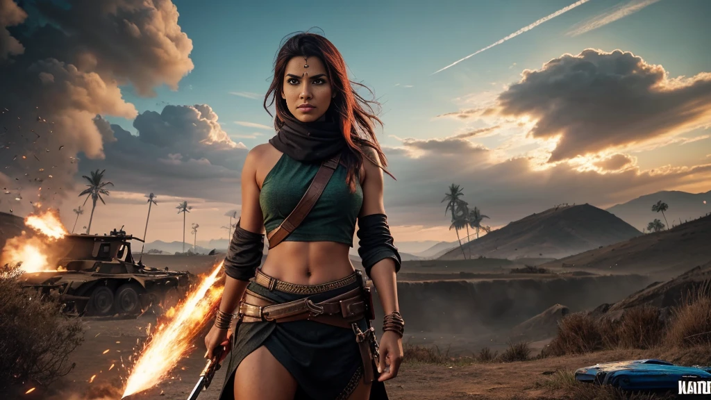 "Create a high-quality, eye-catching thumbnail for a YouTube video featuring the game 'Battle Ground India'. The thumbnail should have an intense battle scene with vibrant colors, explosions, and action-packed visuals. Include a powerful character holding a weapon in the foreground, with the game's logo prominently displayed. Use bold and dynamic text that says 'Epic Battle Moments' to grab viewers' attention."