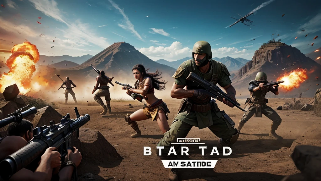 "Create a high-quality, eye-catching thumbnail for a YouTube video featuring the game 'Battle Ground India'. The thumbnail should have an intense battle scene with vibrant colors, explosions, and action-packed visuals. Include a powerful character holding a weapon in the foreground, with the game's logo prominently displayed. Use bold and dynamic text that says 'Epic Battle Moments' to grab viewers' attention."
