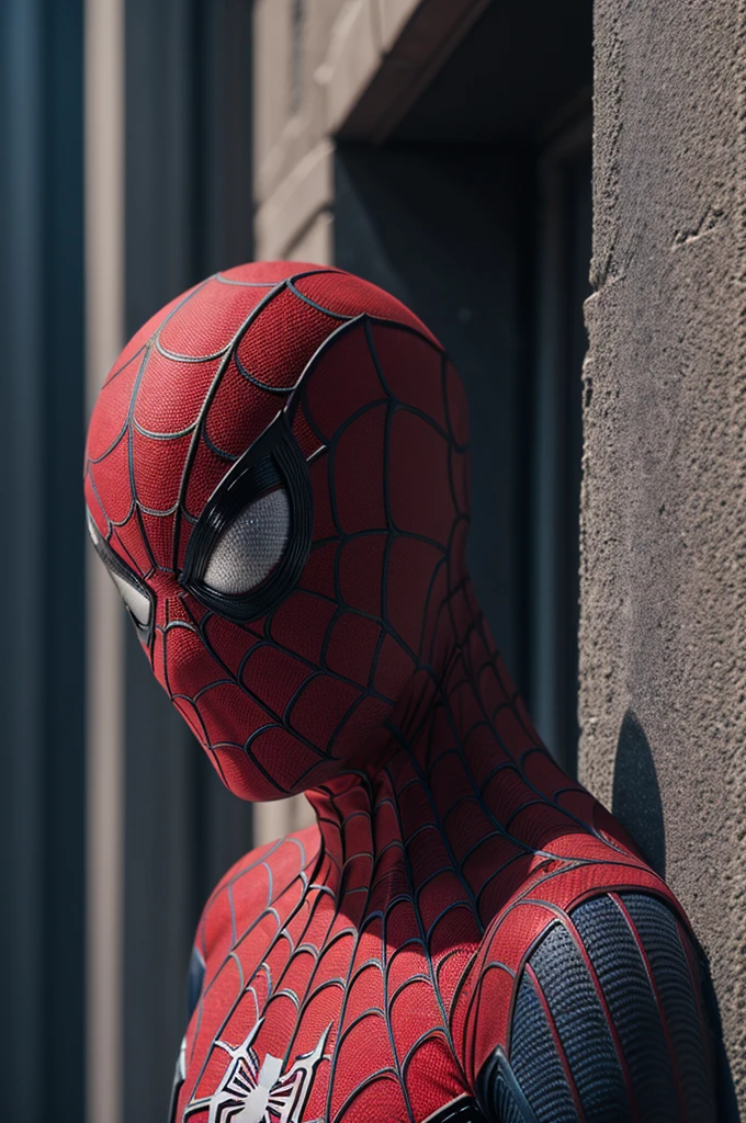 A photograph of Spider-Man., sin mascara, the 20s, elegant, detailed face, looking to the camera, portrait, 8k hd, high quality