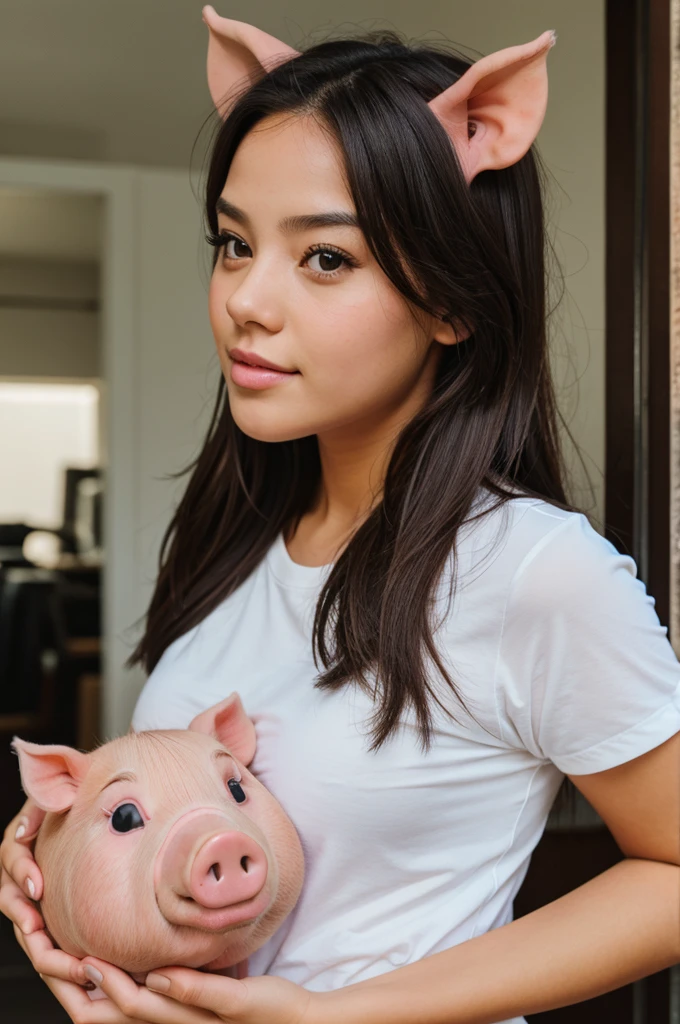 A girl with pig face