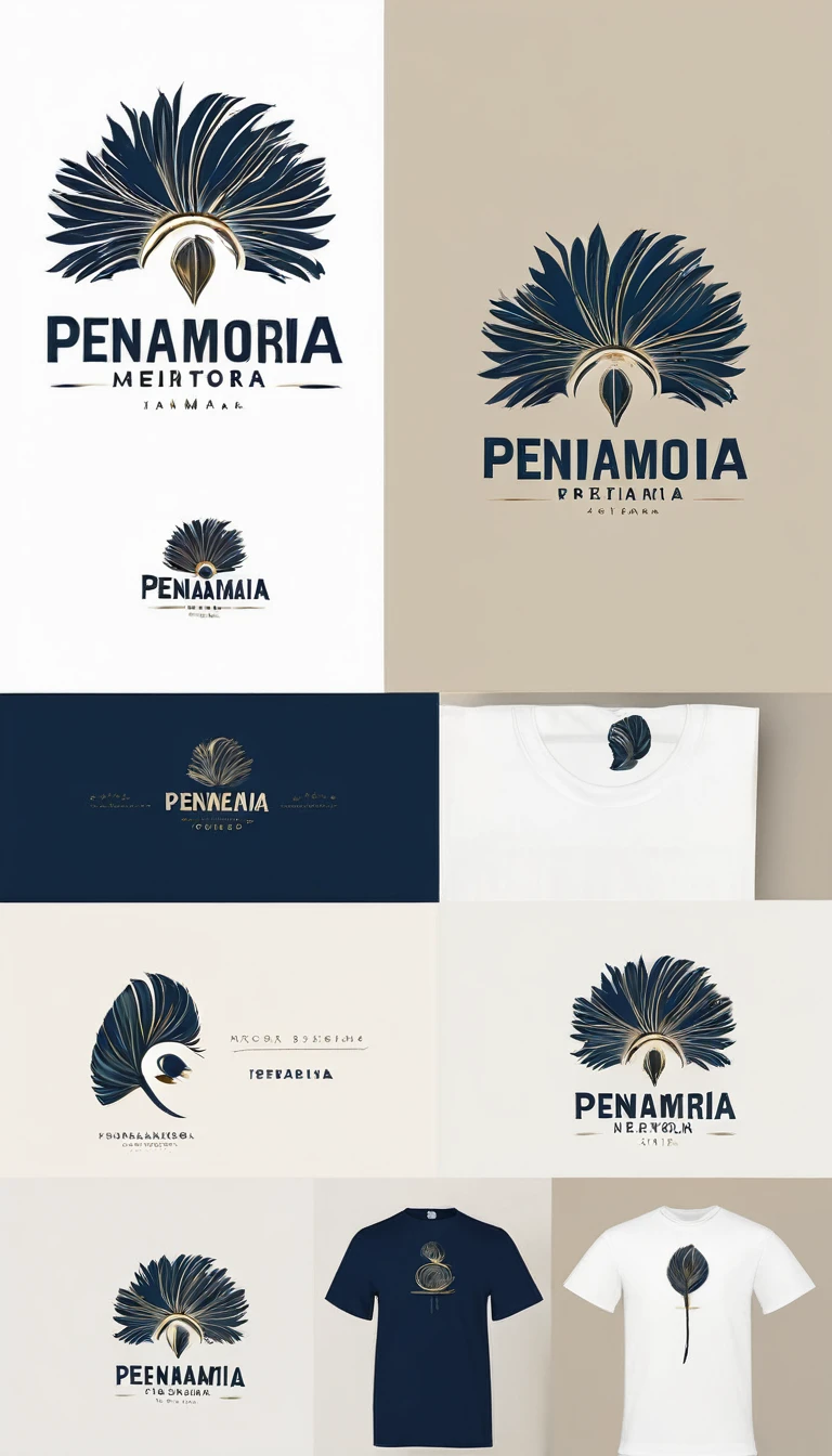 Create a minimal, modern, simple, inspirational, memorable, dream like logo design of a boy and a feather for the brand “Penamemoria".
