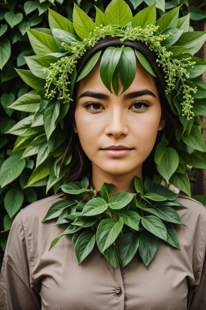 Form a face of God with a combination of plants