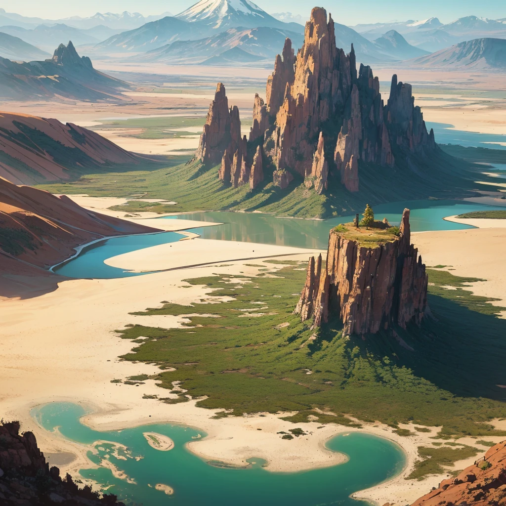 ((((No humans))))、Yellow sand in the sky,The background is a vast swamp,Rich colors,デジタルLandscape painting, Detailed Landscape — Width 672, Landscape painting, Environmental Design Illustration, Landscape painting 詳細, Poisonous Swamp Landscape, Concept Art, Highly detailed digital art in 4K, 4K Digital Painting, 4K Digital Painting, Amazing digital illustrations, Desert Background, デジタルペインティングConcept Art, Detailed digital painting, Inspired by Christophe Vaché、From above at an angle、Poison Lake