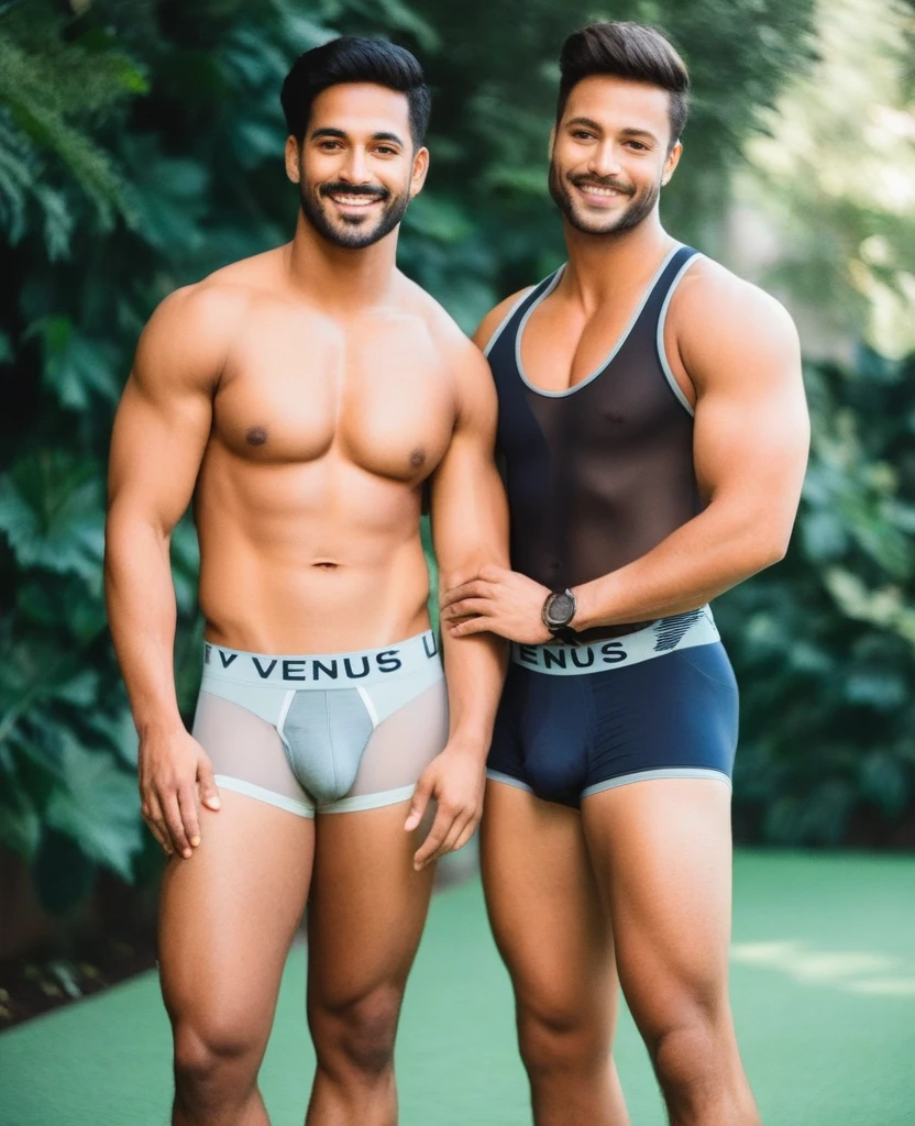 A man in Indian LUX VENUS undervest and LUX Classic underwear and with one man friend