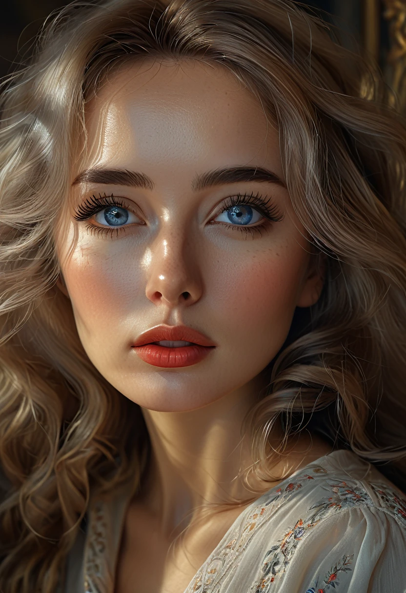 a beautiful detailed russian woman, extremely detailed face and eyes, long eyelashes, full lips, hourglass figure, sensual expression, seductive pose, full body shot, multiple figures, (best quality,4k,8k,highres,masterpiece:1.2),ultra-detailed,(realistic,photorealistic,photo-realistic:1.37),dramatic lighting,chiaroscuro,cinematic,oil painting