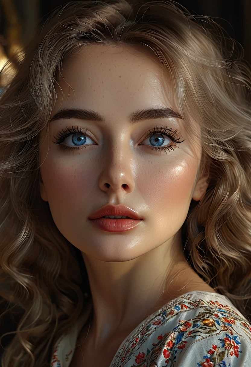a beautiful detailed russian woman, extremely detailed face and eyes, long eyelashes, full lips, hourglass figure, sensual expression, seductive pose, full body shot, multiple figures, (best quality,4k,8k,highres,masterpiece:1.2),ultra-detailed,(realistic,photorealistic,photo-realistic:1.37),dramatic lighting,chiaroscuro,cinematic,oil painting