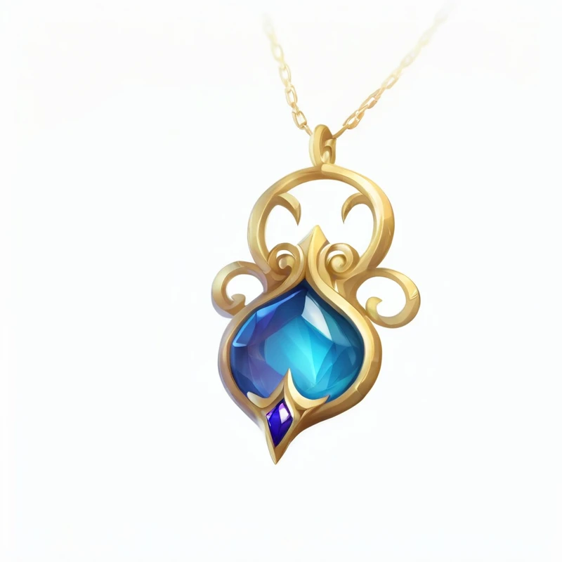 Blue gemstones,Golden chain,Textured, Hand-drawn,2.5D,Game resource ICON