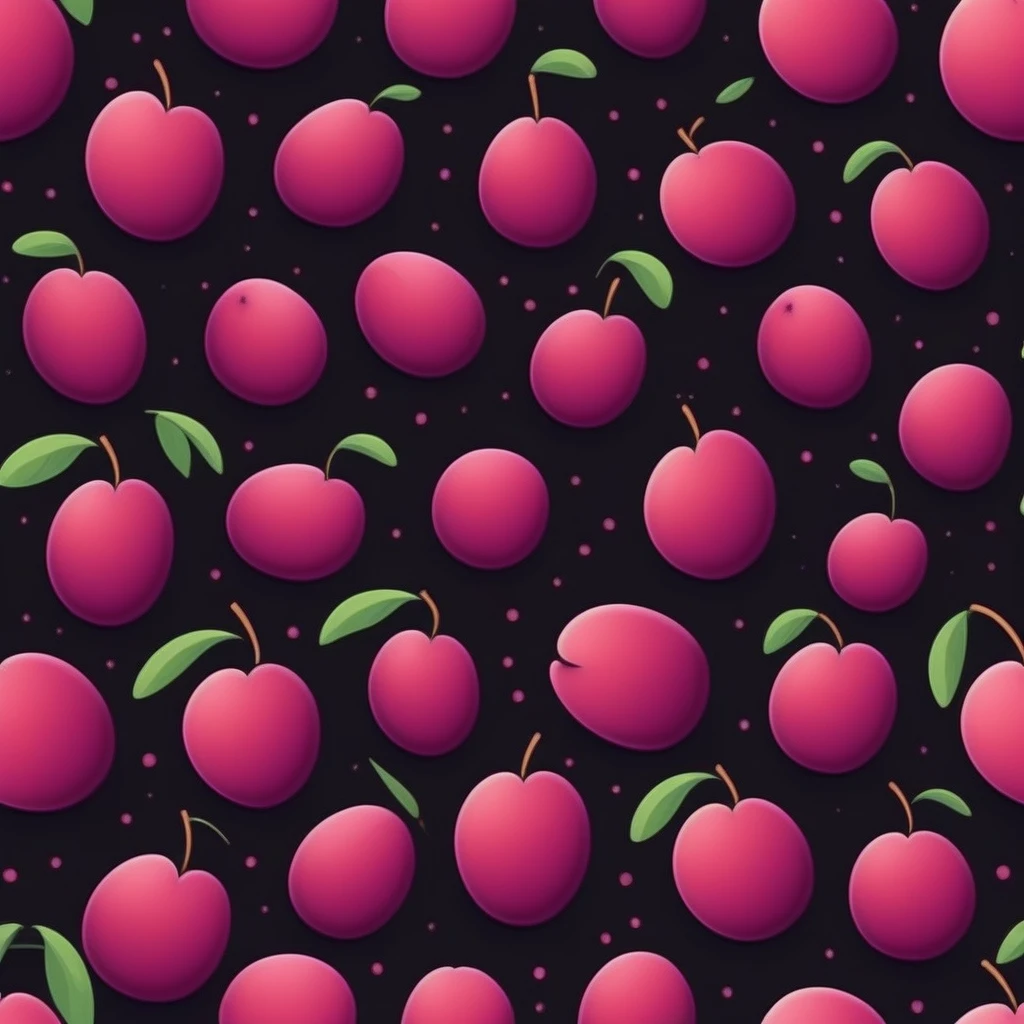 plum, Black background, cartoon style