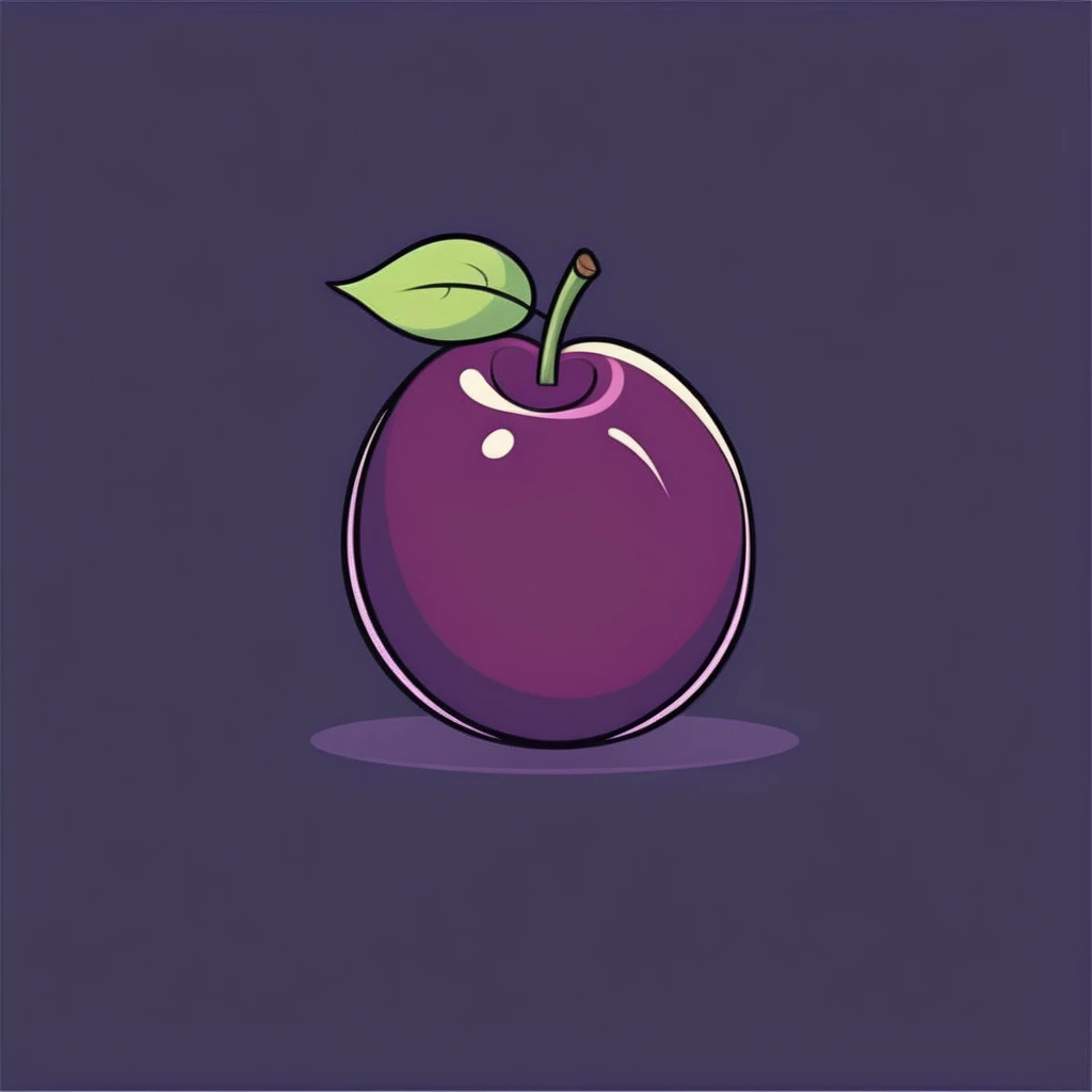 plum, Black background, cartoon style