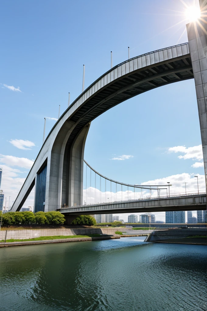 Modern buildings and bridge