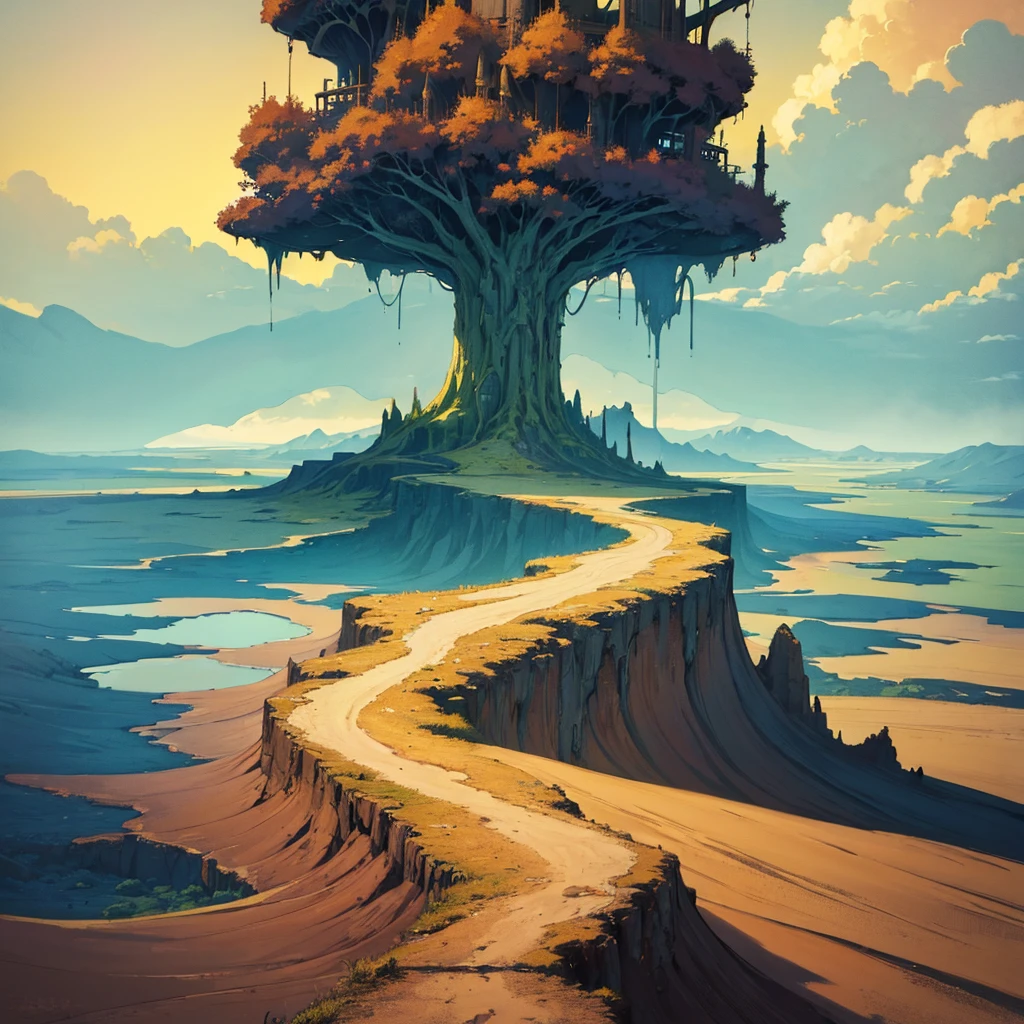 ((((No humans))))、Yellow sand in the sky,The background is a vast swamp,Rich colors,デジタルLandscape painting, Detailed Landscape — Width 672, Landscape painting, Environmental Design Illustration, Landscape painting 詳細, Poisonous Swamp Landscape, Concept Art, Highly detailed digital art in 4K, 4K Digital Painting, 4K Digital Painting, Amazing digital illustrations, Desert Background, デジタルペインティングConcept Art, Detailed digital painting, Inspired by Christophe Vaché、From above at an angle、Poison Lake、ocher water