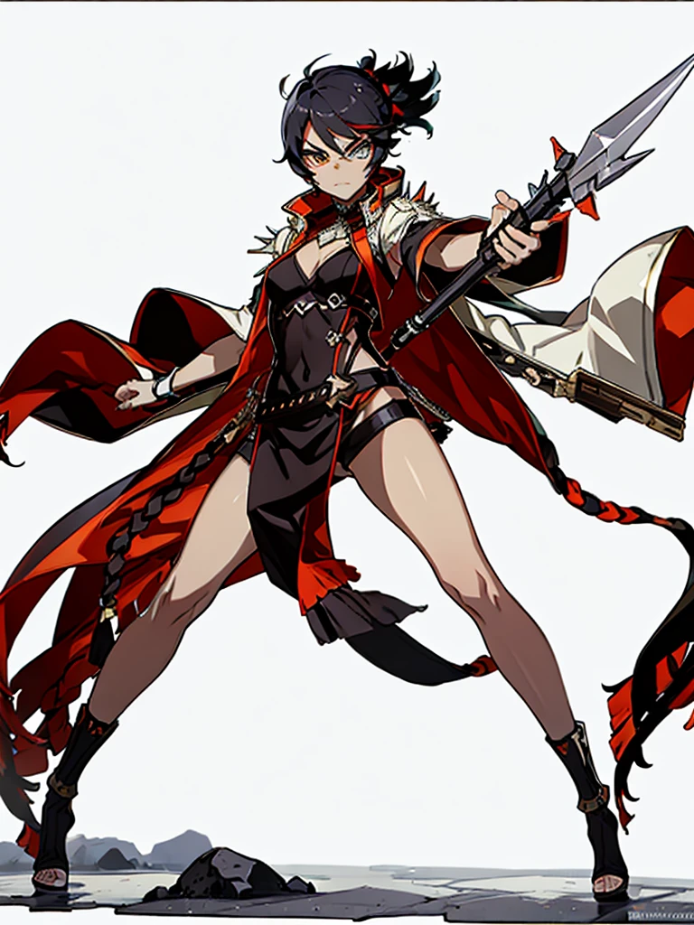 (masterpiece), best quality, expressive eyes, perfect face, with badass pose with claymore weapon, dynamic pose, white background, full body view