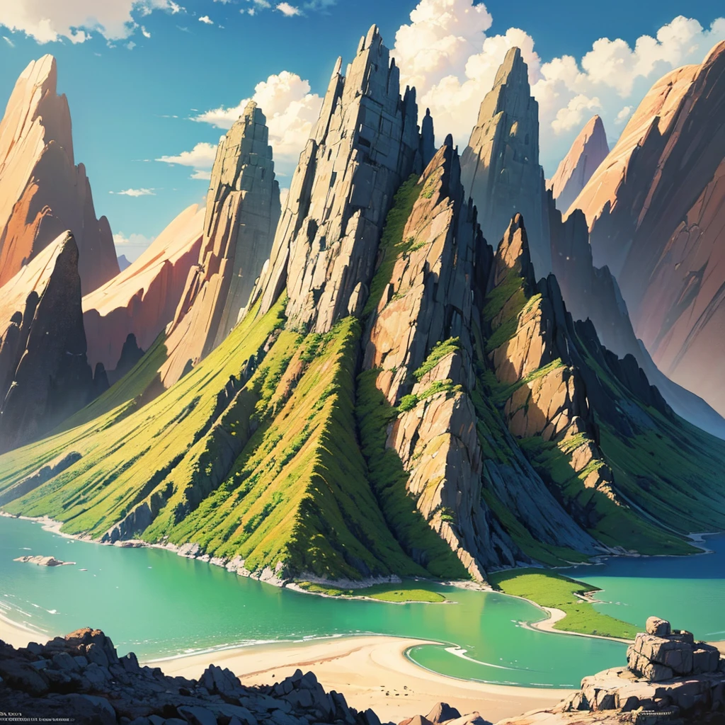 ((((No humans))))、Yellow sand in the sky，The background is a vast rocky mountain，Rich colors，デジタルLandscape painting, Detailed Landscape — Width 672, Landscape painting, Environmental Design Illustration, Landscape painting 詳細, Poisonous Swamp Landscape, Concept Art, Highly detailed digital art in 4K, 4K Digital Painting, 4K Digital Painting, Amazing digital illustrations, Desert Background, デジタルペインティングConcept Art, Detailed digital painting, Inspired by Christophe Vaché、From above at an angle、cliff