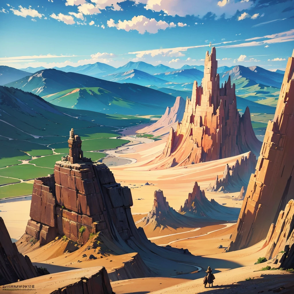 ((((No humans))))、Yellow sand in the sky,The background is a vast rocky mountain,Rich colors,デジタルLandscape painting, Detailed Landscape — Width 672, Landscape painting, Environmental Design Illustration, Landscape painting 詳細, Poisonous Swamp Landscape, Concept Art, Highly detailed digital art in 4K, 4K Digital Painting, 4K Digital Painting, Amazing digital illustrations, Desert Background, デジタルペインティングConcept Art, Detailed digital painting, Inspired by Christophe Vaché、From above at an angle、cliff