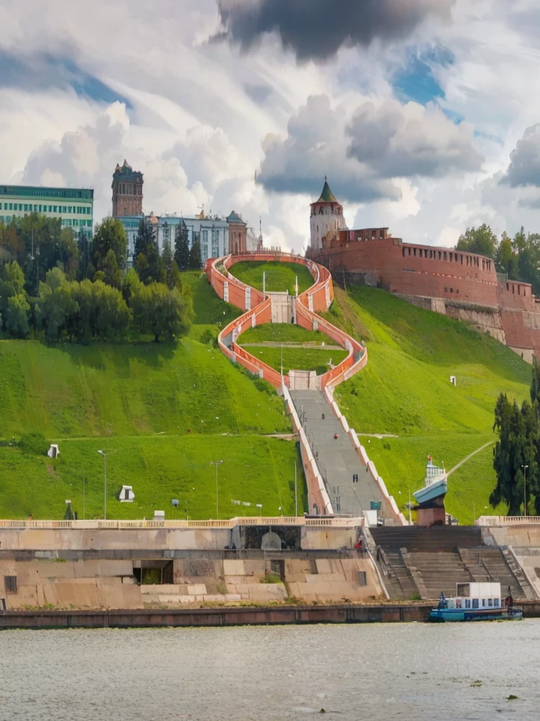 Chkalov staircase in Nizhny Novgorod in anime style