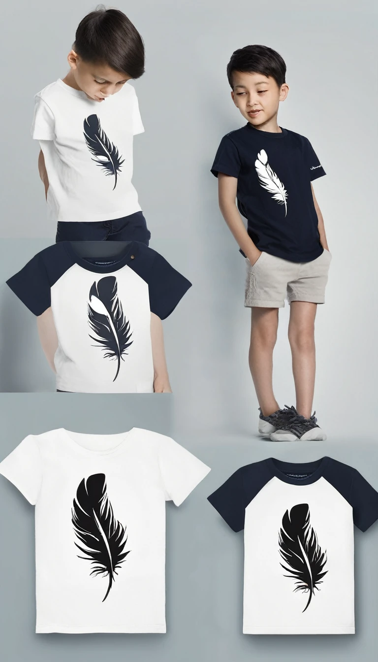 Create a minimal, modern, simple, inspirational, memorable, dream like logo design of a boy and a feather for the brand “Penamemoria".