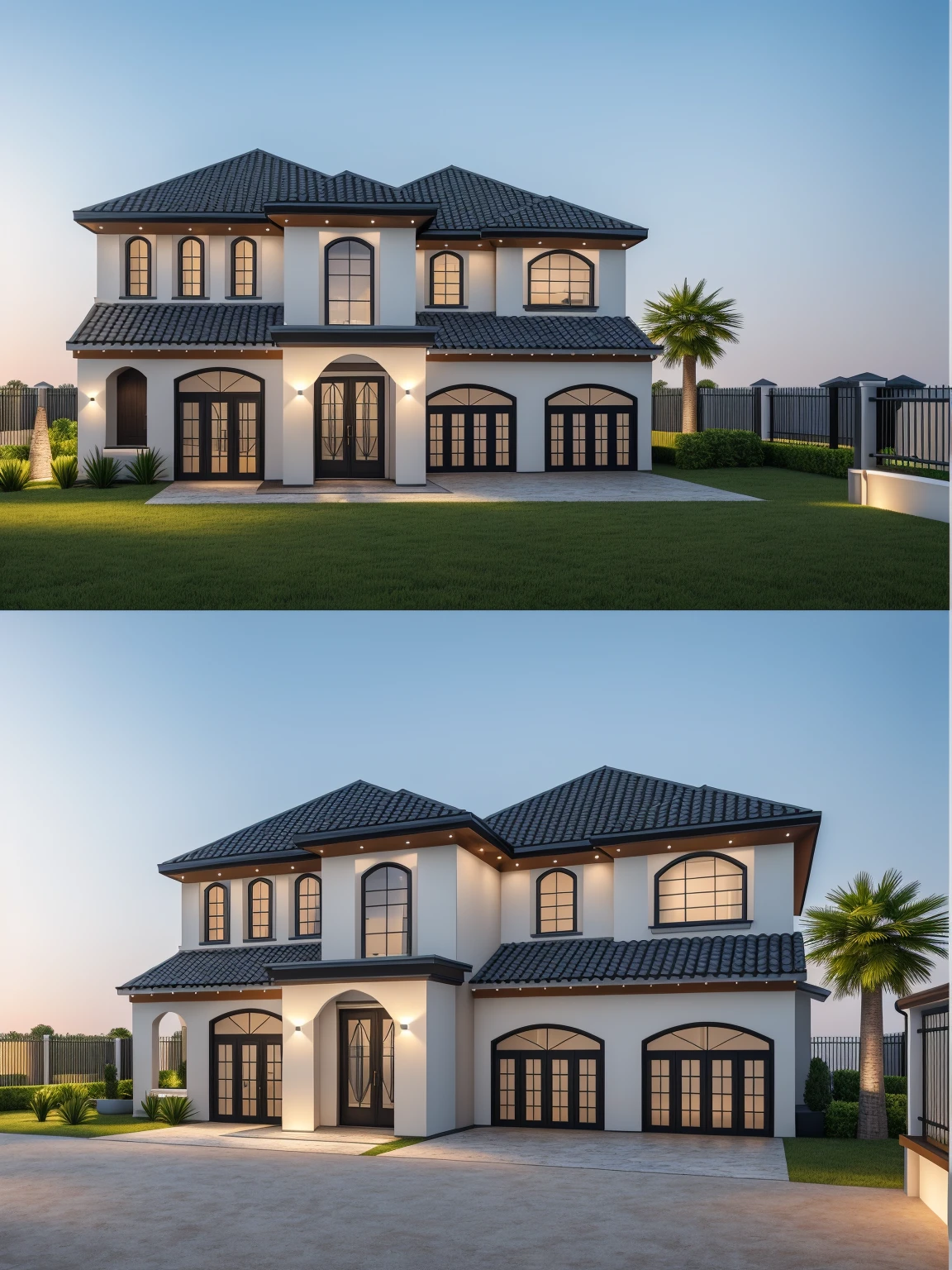 1 morden house, cofe space:1.4, main material by white wall and wood, large yard, 1 road runs in front of the house, (RAW photo, real, best quality, masterpiece:1.2), look morden minimalist, 1 road in front of the house, shime ring light, light brighteness from indoor:1.2, dynamic lighting:1.3, (hyper realistic, photo-realistic:1.2), high quality, (dark lighting:1.2), perfect lighting, archdaily