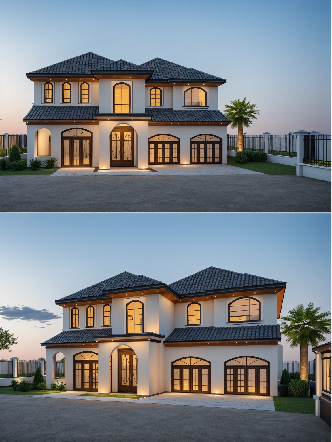 1 morden house, cofe space:1.4, main material by white wall and wood, large yard, 1 road runs in front of the house, (RAW photo, real, best quality, masterpiece:1.2), look morden minimalist, 1 road in front of the house, shime ring light, light brighteness from indoor:1.2, dynamic lighting:1.3, (hyper realistic, photo-realistic:1.2), high quality, (dark lighting:1.2), perfect lighting, archdaily