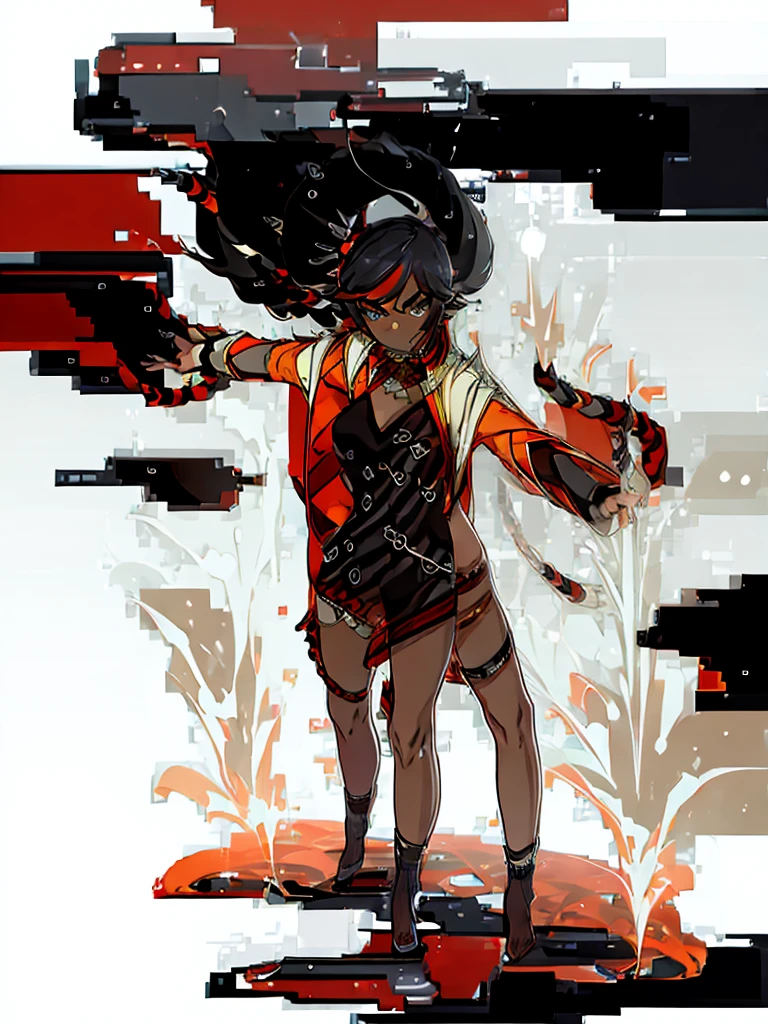 (masterpiece), best quality, expressive eyes, perfect face, with badass pose with claymore weapon, dynamic pose, white background, full body view