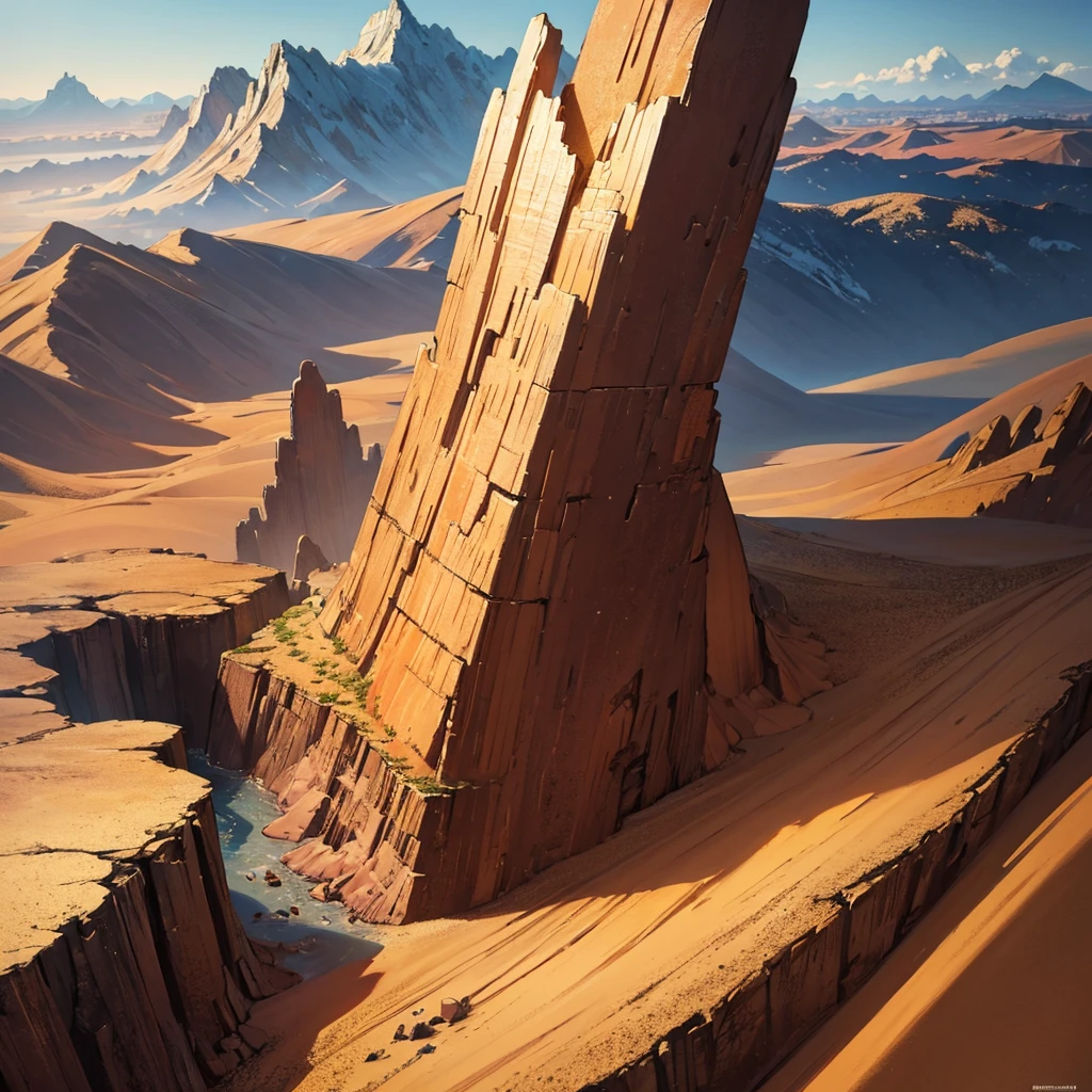 ((((No humans))))、Yellow sand in the sky,The background is a vast rocky mountain,Rich colors,デジタルLandscape painting, Detailed Landscape — Width 672, Landscape painting, Environmental Design Illustration, Landscape painting 詳細, landscape, Concept Art, Highly detailed digital art in 4K, 4K Digital Painting, 4K Digital Painting, Amazing digital illustrations, Desert Background, デジタルペインティングConcept Art, Detailed digital painting, Inspired by Christophe Vaché、From above at an angle、cliff、city、Fantasy