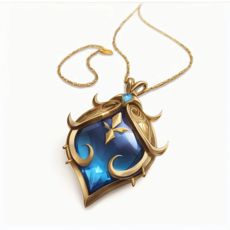 Game Icon,Blue Gemstone,Gold chain, Hand-drawn