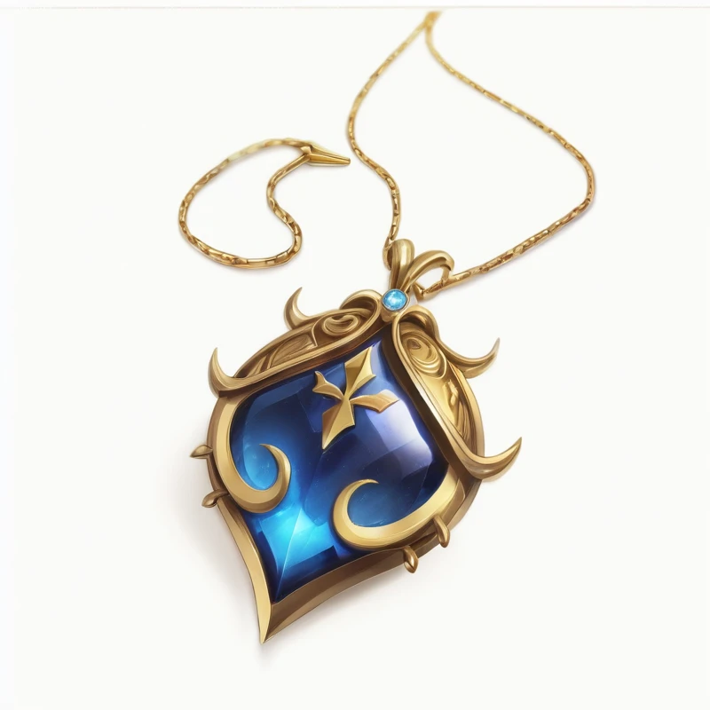 Game Icon,Blue Gemstone,Gold chain, Hand-drawn