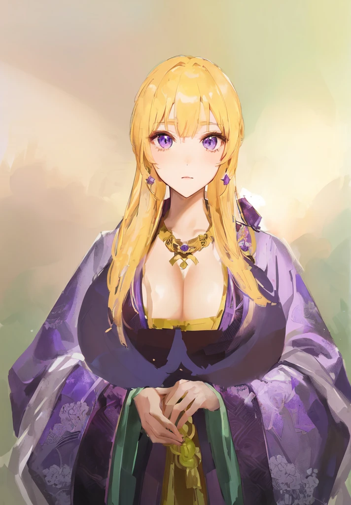 Wearing a purple robe、Cartoon image of a woman holding a bowl, ((Beautiful fantasy queen)), Produced in collaboration with Anime Painter Studio, Anime Goddess, Portrait of the Knights of the Zodiac, (Wearing noble robes)), Anime style like fate/overnight, Beautiful fantasy queen, In the anime painter studio,Three Kingdoms,Three Kingdoms志,Chinese style,antiquity,Hanfu,,巨big乳房,Good shape,Royal sister,Purple Eyes,Celluloid,big,Full figure,Noble