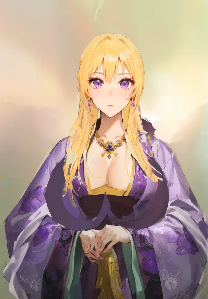 Wearing a purple robe、Cartoon image of a woman holding a bowl, ((Beautiful fantasy queen)), Produced in collaboration with Anime Painter Studio, Anime Goddess, Portrait of the Knights of the Zodiac, (Wearing noble robes)), Anime style like fate/overnight, Beautiful fantasy queen, In the anime painter studio，Three Kingdoms，Three Kingdoms志，Chinese style，antiquity，Hanfu，，巨big乳房，Good shape，Royal sister，Purple Eyes，Celluloid，big，Full figure，Noble