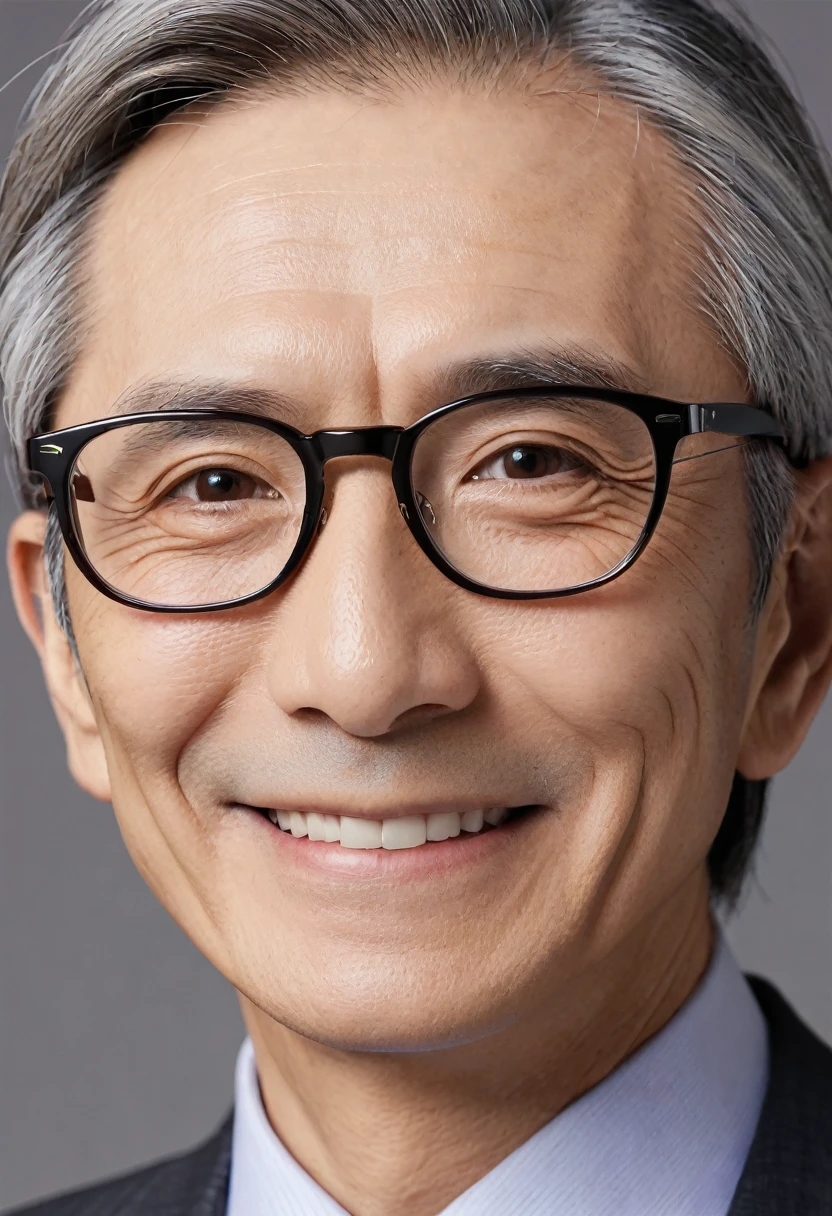 elder,male,Japanese,Wrinkle,smile,suit,Thinning hair,Gray Hair,Single,Drooping eyes,Glasses