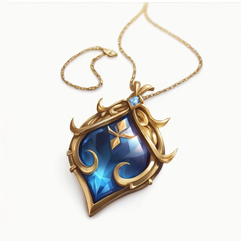 Game Icon,Blue Gemstone,Gold chain, Hand-drawn