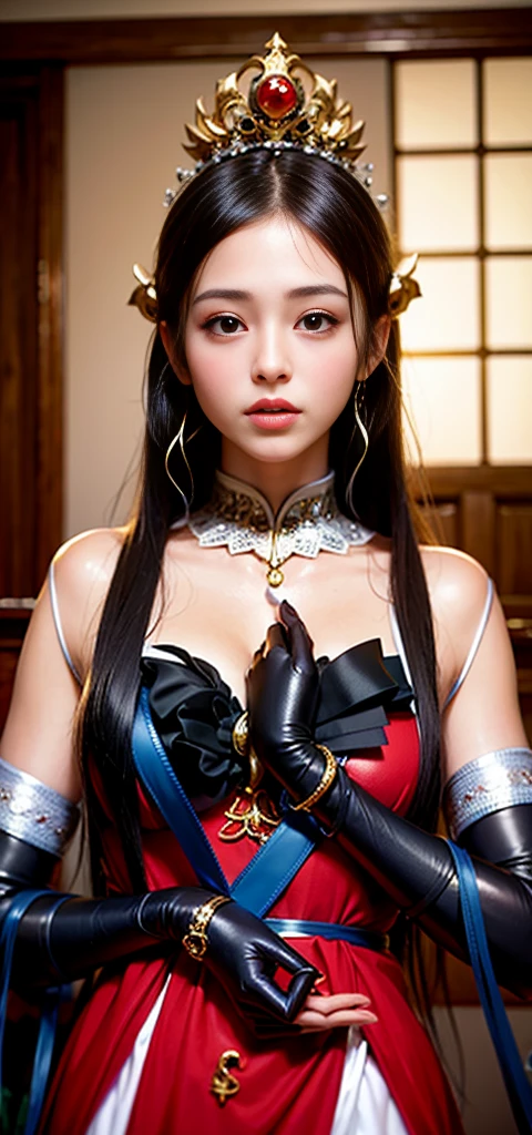 One Girl、Highest quality、masterpiece、Ultra-high resolution、(Realistic:1.4)、RAW Photos、god々々、(Beautiful 15 year old girl's face)、Straight Long Hair、Dark brown hair、Glowing Skin、dramatic、(Golden see-through swimsuit)、(Golden transparent fluttering robe)、(Golden Buddha Statue)、(Golden Canopy Bodhisattva)、((Small golden tiara))、(pray)(whole bodyを立って)、((Delicate fingers、Delicate hands))、(Delicate feet)、(Big ample breasts、Beautifully full bust)、(Rocket Boobs)、((Golden Garter Stockings))、((黄金のギリシャgod殿))(Golden wall decorated with gold)、(Blur the background)、(One breast is visible、I can see a big areola、 stand)、(Woman praying)、(pray with Your Hands Together)、whole body、Are standing、pray with Your Hands Together、Delicate face、Delicate hands、Delicate feet、Anatomy Body、女god、sexy、