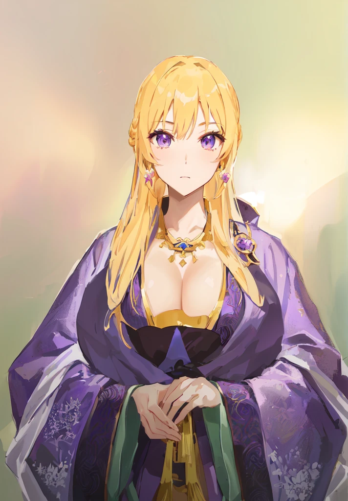 Wearing a purple robe、Cartoon image of a woman holding a bowl, ((Beautiful fantasy queen)), Produced in collaboration with Anime Painter Studio, Anime Goddess, Portrait of the Knights of the Zodiac, (Wearing noble robes)), Anime style like fate/overnight, Beautiful fantasy queen, In the anime painter studio,Three Kingdoms,Three Kingdoms志,Chinese style,antiquity,Hanfu,,巨big乳房,Good shape,Royal sister,Purple Eyes,Celluloid,big,Full figure,Noble
