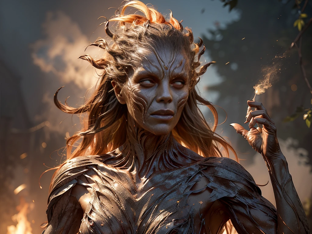 A majestic elemental woman soaring gracefully through the sky, with long flowing hair trailing behind her. She wears an elegant, flowing gown that ripples in the wind, shimmering with shades of blue and silver. Her outstretched arms give the impression of  and strength, with perfect hands elegantly poised. Her body is anatomically perfect, exuding grace and beauty. The sky around her is a brilliant mix of sunset colors—orange, pink, and purple—casting a magical glow. Wispy clouds float around her, and the light from the setting sun highlights her serene, yet sad and melancholic expression, ((she wears an Intricate and enigmatic typical Venetian carnival mask)). Face partially hidden behind carnival golden metal mask. Mask covers part of her face, including part of her eyes. She flies over a lush medieval garden, filled with vibrant flowers and ancient stone pathways. The overall scene is ethereal and dreamlike, capturing a moment of pure liberation and beauty, while maintaining a SFW image. [(highly detailed face:1.4)], full body portrait, by lee jeffries, nikon d850, film stock photograph, 4 kodak portra 400, camera f1.6 lens, rich colors, hyper realistic, lifelike texture, dramatic lighting, cinestill 800