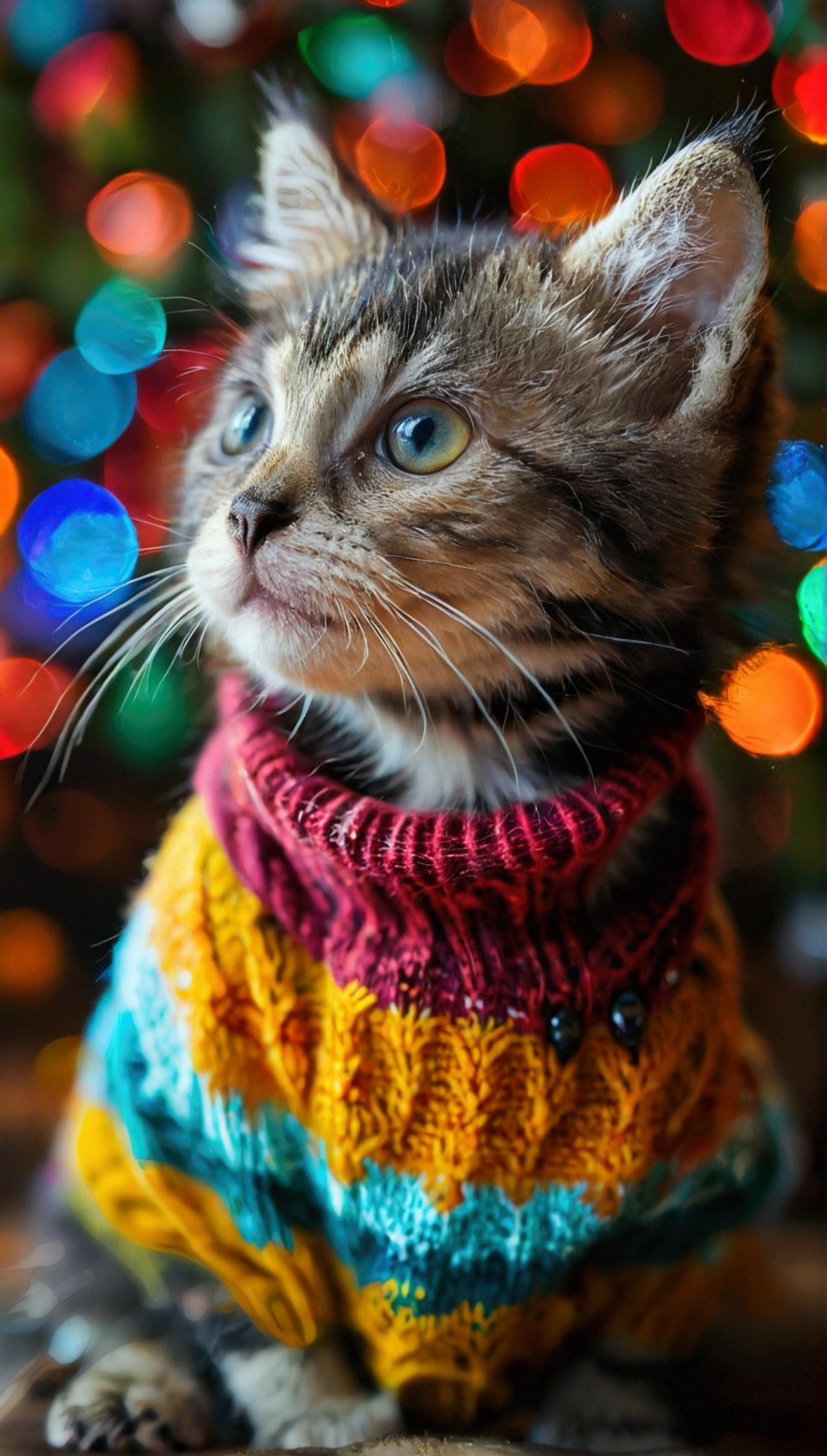 Kitten wearing a sweater, elegant temperament


